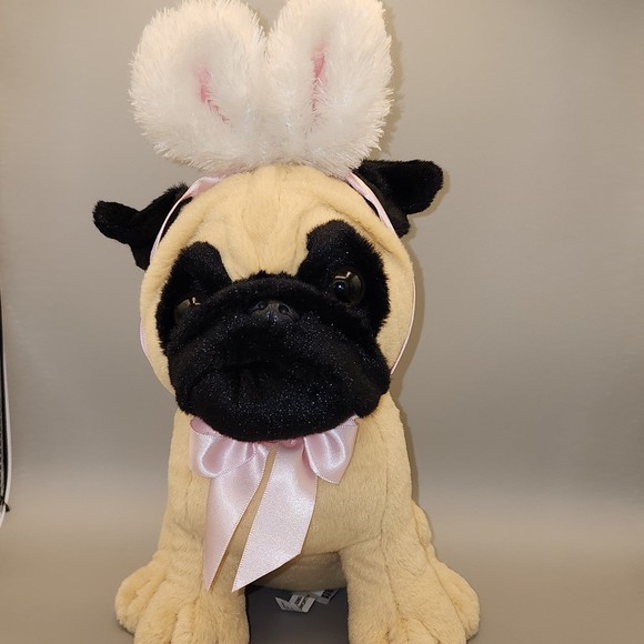 Ganz Easter Pug Plush Puppy Dog Bunny Ears Realistic Stuffed Animal Toy - Picture 12 of 12